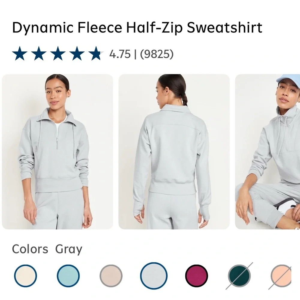 Old navy dynamic fleece Gray Half-Zip Pullover - Picture 5 of 5